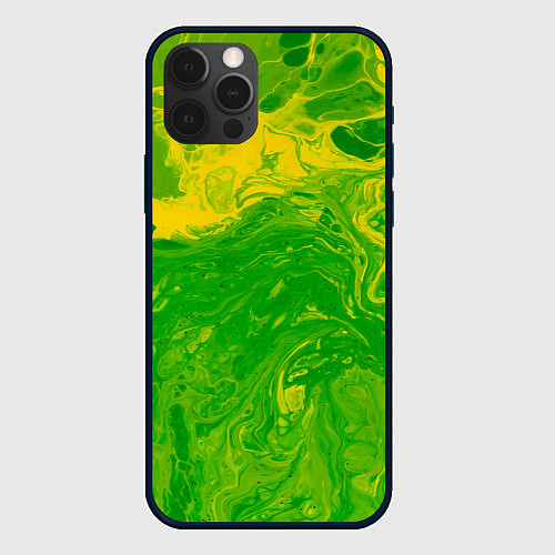 Чехол iPhone 12 Pro Max Зеленые подтеки / 3D-Черный – фото 1