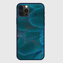Чехол для iPhone 12 Pro Max Зеленые перья птицы, цвет: 3D-черный