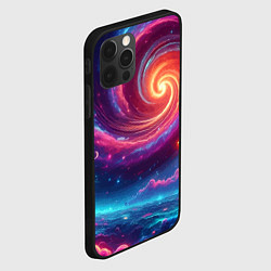 Чехол для iPhone 12 Pro Max Яркая неоновая галактика - нейросеть, цвет: 3D-черный — фото 2