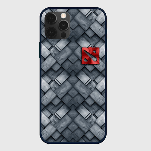Чехол iPhone 12 Pro Max Dota - metal texture logo / 3D-Черный – фото 1