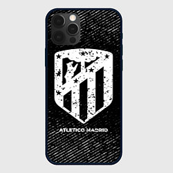 Чехол для iPhone 12 Pro Max Atletico Madrid с потертостями на темном фоне, цвет: 3D-черный