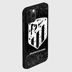 Чехол для iPhone 12 Pro Max Atletico Madrid с потертостями на темном фоне, цвет: 3D-черный — фото 2