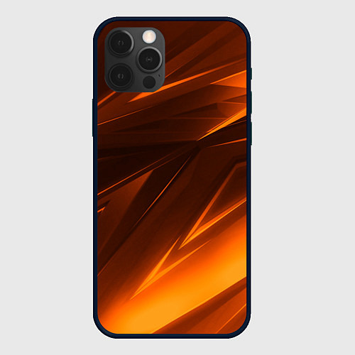 Чехол iPhone 12 Pro Max Geometry stripes orange / 3D-Черный – фото 1