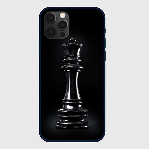 Чехол iPhone 12 Pro Max Черный ферзь - шахматы / 3D-Черный – фото 1