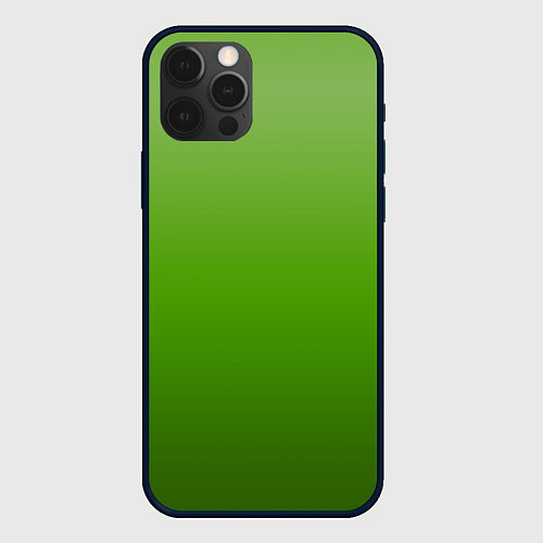 Чехол iPhone 12 Pro Max Градиент яблочный зелёный / 3D-Черный – фото 1