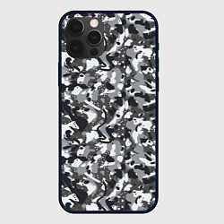 Чехол iPhone 12 Pro Max Пиксельный камуфляж серого цвета