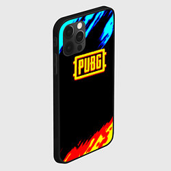 Чехол для iPhone 12 Pro Max PUBG краски огонь и лёд, цвет: 3D-черный — фото 2