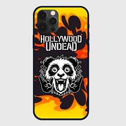 Чехол iPhone 12 Pro Max Hollywood Undead рок панда и огонь