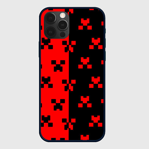 Чехол iPhone 12 Pro Max Minecraft creeper logo / 3D-Черный – фото 1