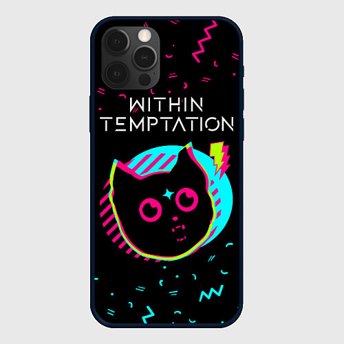 Чехол iPhone 12 Pro Max Within Temptation - rock star cat / 3D-Черный – фото 1