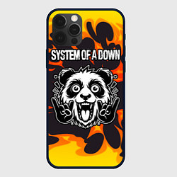 Чехол для iPhone 12 Pro Max System of a Down рок панда и огонь, цвет: 3D-черный