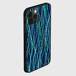 Чехол для iPhone 12 Pro Max Тёмно-синий абстрактный неоновые линии, цвет: 3D-черный — фото 2