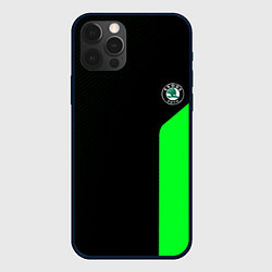 Чехол iPhone 12 Pro Max Skoda pattern sport green