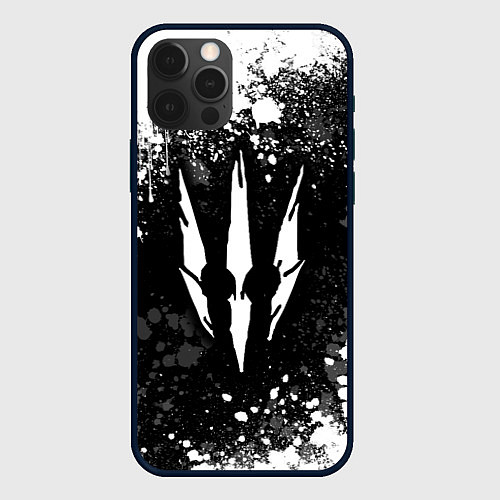 Чехол iPhone 12 Pro Max The Witcher - Ведьмак белый волк / 3D-Черный – фото 1