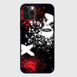 Чехол для iPhone 12 Pro Max Форд на фоне граффити и брызг красок, цвет: 3D-черный