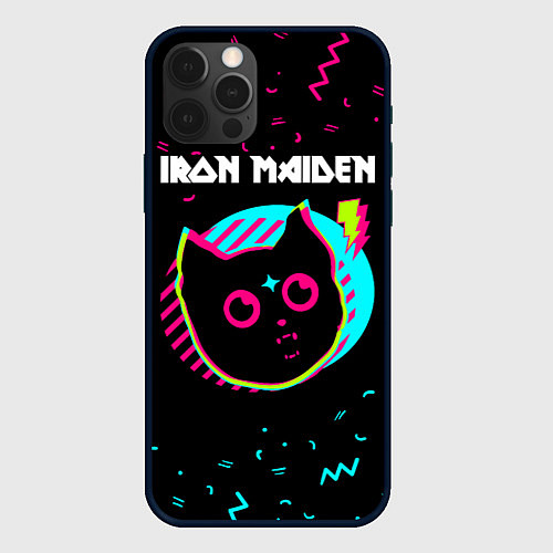 Чехол iPhone 12 Pro Max Iron Maiden - rock star cat / 3D-Черный – фото 1