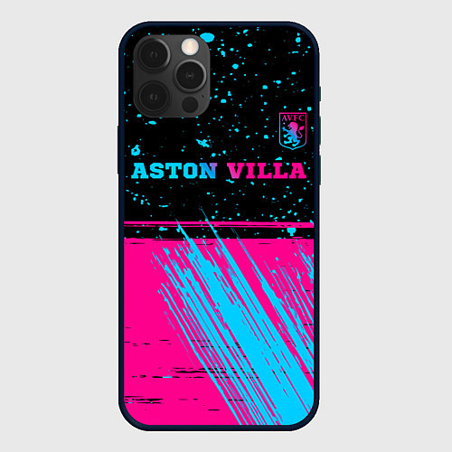 Чехол iPhone 12 Pro Max Aston Villa - neon gradient посередине / 3D-Черный – фото 1