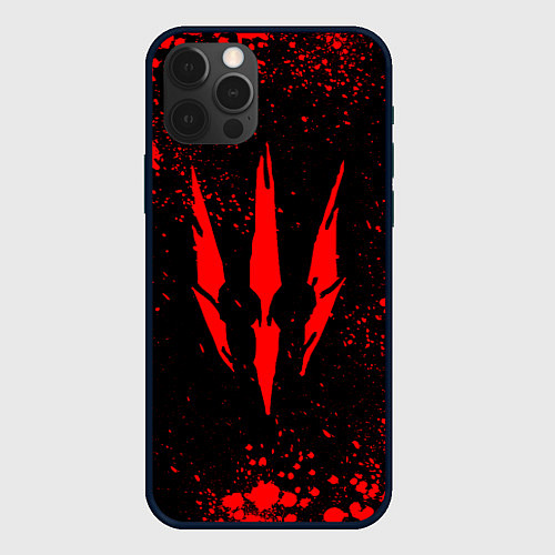 Чехол iPhone 12 Pro Max The witcher - Краскый логотип и брызги / 3D-Черный – фото 1