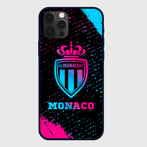 Чехол iPhone 12 Pro Max Monaco - neon gradient / 3D-Черный – фото 1