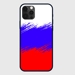 Чехол для iPhone 12 Pro Max Триколор штрихи, цвет: 3D-черный