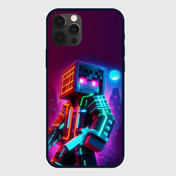 Чехол для iPhone 12 Pro Max Cyberpunk and Minecraft - collaboration ai art, цвет: 3D-черный