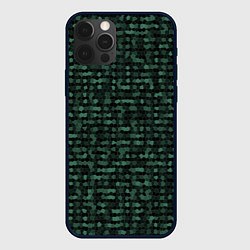 Чехол iPhone 12 Pro Max Мозаика тёмно-зелёный