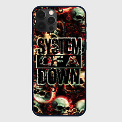 Чехол iPhone 12 Pro Max System of a Down на фоне черепов