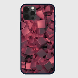 Чехол iPhone 12 Pro Max Кубики металлические красные