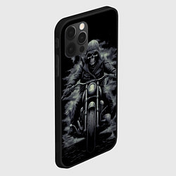 Чехол для iPhone 12 Pro Max Скелет на мотоцикле черно-белый стиль, цвет: 3D-черный — фото 2