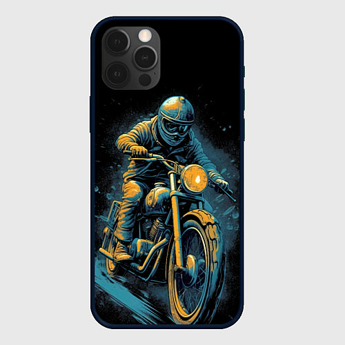 Чехол iPhone 12 Pro Max Ночной мотокросс / 3D-Черный – фото 1