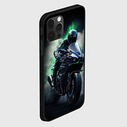 Чехол для iPhone 12 Pro Max Мотоциклист в дыму, цвет: 3D-черный — фото 2