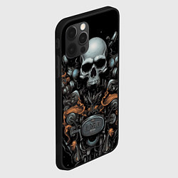 Чехол для iPhone 12 Pro Max Череп мотоциклиста, цвет: 3D-черный — фото 2