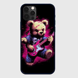 Чехол для iPhone 12 Pro Max Плюшевый медведь музыкант с гитарой, цвет: 3D-черный