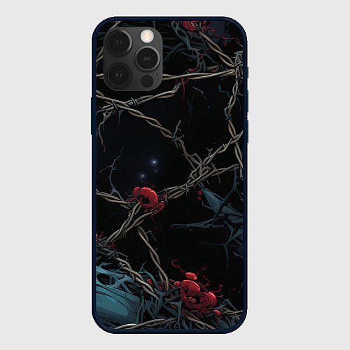 Чехол iPhone 12 Pro Max Череп и кровавые ягоды / 3D-Черный – фото 1
