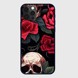 Чехол iPhone 12 Pro Max Черепа с красными розами