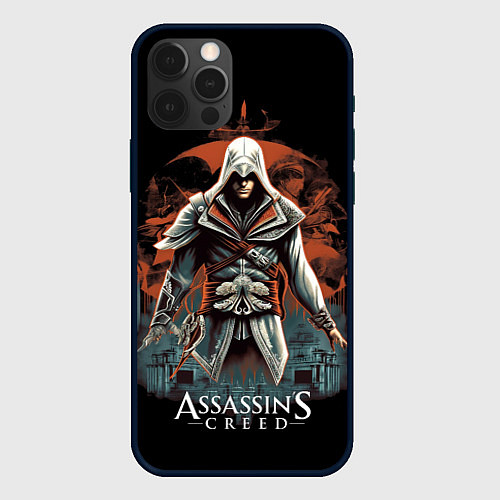 Чехол iPhone 12 Pro Max Assassins creed абстрактный фон / 3D-Черный – фото 1