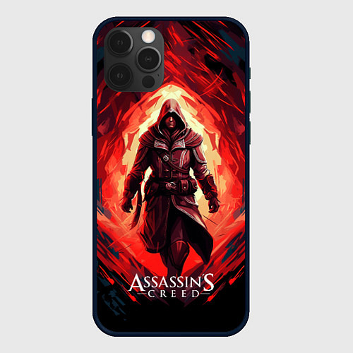 Чехол iPhone 12 Pro Max Assassins creed выход из огня / 3D-Черный – фото 1