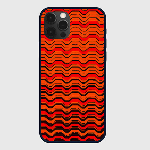 Чехол iPhone 12 Pro Max Красные линии и чёрные полосы / 3D-Черный – фото 1