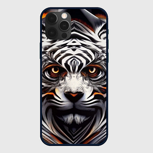 Чехол iPhone 12 Pro Max Абстракция: тигр / 3D-Черный – фото 1