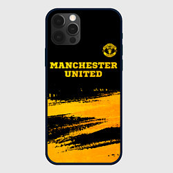 Чехол iPhone 12 Pro Max Manchester United - gold gradient посередине