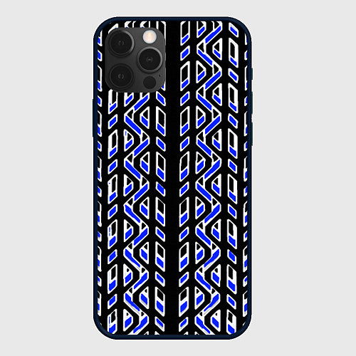 Чехол iPhone 12 Pro Max Чёрно-синий паттерн конструкция / 3D-Черный – фото 1