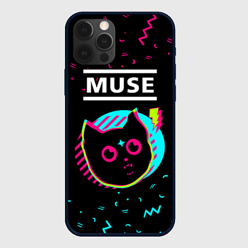 Чехол iPhone 12 Pro Max Muse - rock star cat / 3D-Черный – фото 1