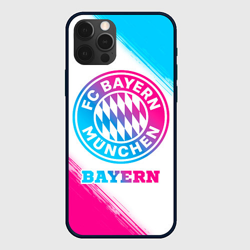 Чехол iPhone 12 Pro Max Bayern neon gradient style / 3D-Черный – фото 1