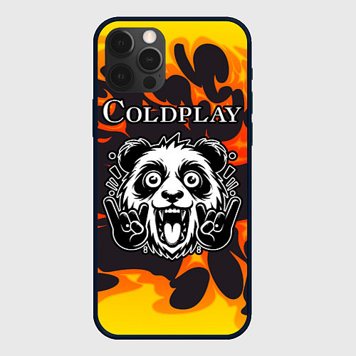 Чехол iPhone 12 Pro Max Coldplay рок панда и огонь / 3D-Черный – фото 1