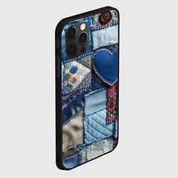 Чехол для iPhone 12 Pro Max Джинсовый пэчворк - нейросеть, цвет: 3D-черный — фото 2
