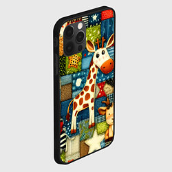 Чехол для iPhone 12 Pro Max Жираф и компания - пэчворк нейросеть, цвет: 3D-черный — фото 2
