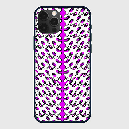 Чехол iPhone 12 Pro Max Розовые киберпанк ячейки на белом фоне / 3D-Черный – фото 1