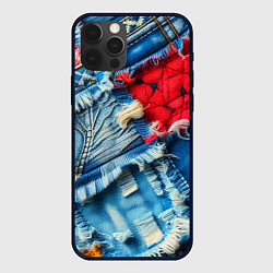 Чехол iPhone 12 Pro Max Авангардный джинсовый пэчворк - нейросеть