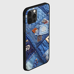 Чехол для iPhone 12 Pro Max Vanguard jeans patchwork - ai art, цвет: 3D-черный — фото 2