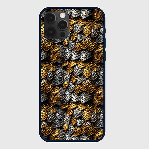 Чехол iPhone 12 Pro Max Золото и серебро броня / 3D-Черный – фото 1
